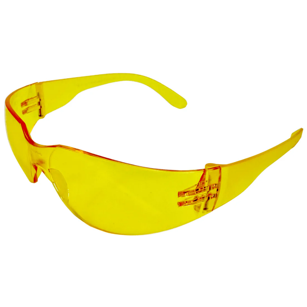 LEO Columbia Ultra high-visibility amber yellow tinted lens safety glasses for enhanced contrast in low-light environments.