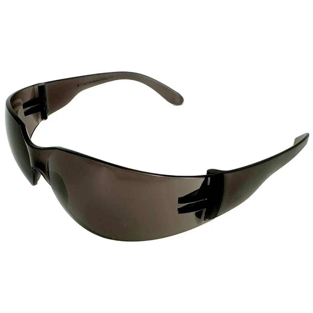 LEO Columbia Ultra anti-glare tinted smoke safety glasses with dark protective lenses for outdoor industrial work.