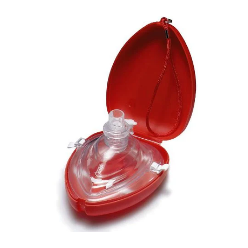 LEO CPR Pocket Mask with One Way Valve in Red Hard Case for Emergency Rescue
