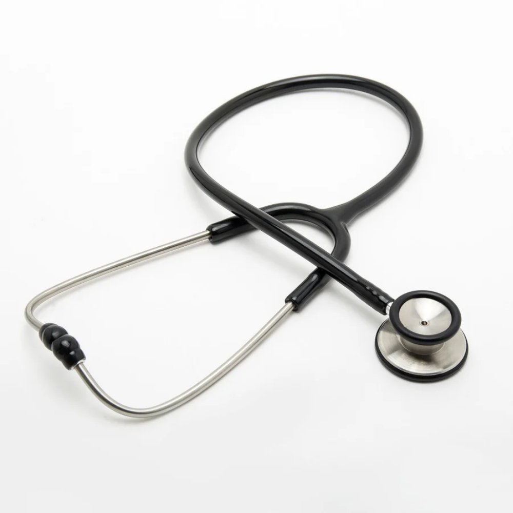 LEO deluxe black stethoscope angled product view