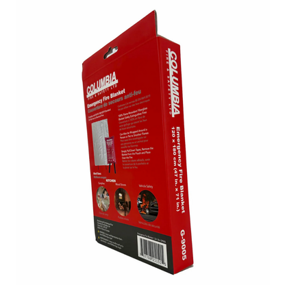 ear view of the red LEO fire blanket case showing heavy-duty mounting loops and back alignment stitching.