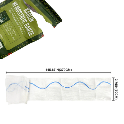 LEO L-12041 Hemostatic Gauze 3x145 full length dimension view 370cm Z-fold