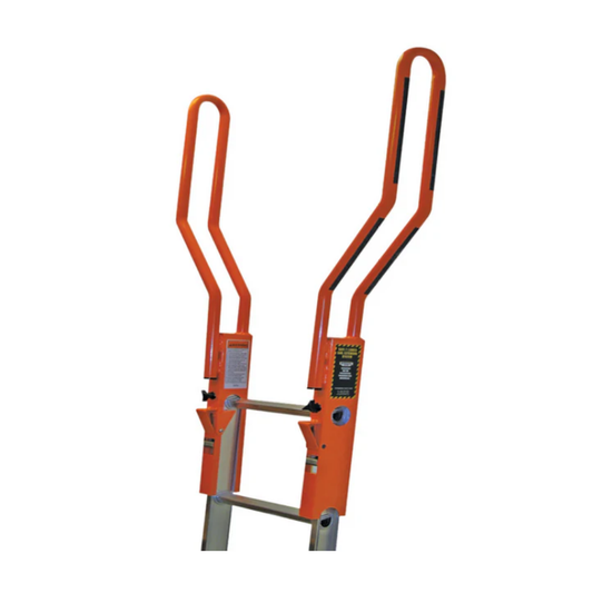 LEO SAFE-T ladder extension system attachment for secure walk-through roof access.