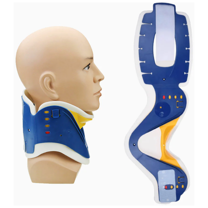 Side view of the flat-folding LEO medical neck brace showing its compact design for emergency trauma kits.