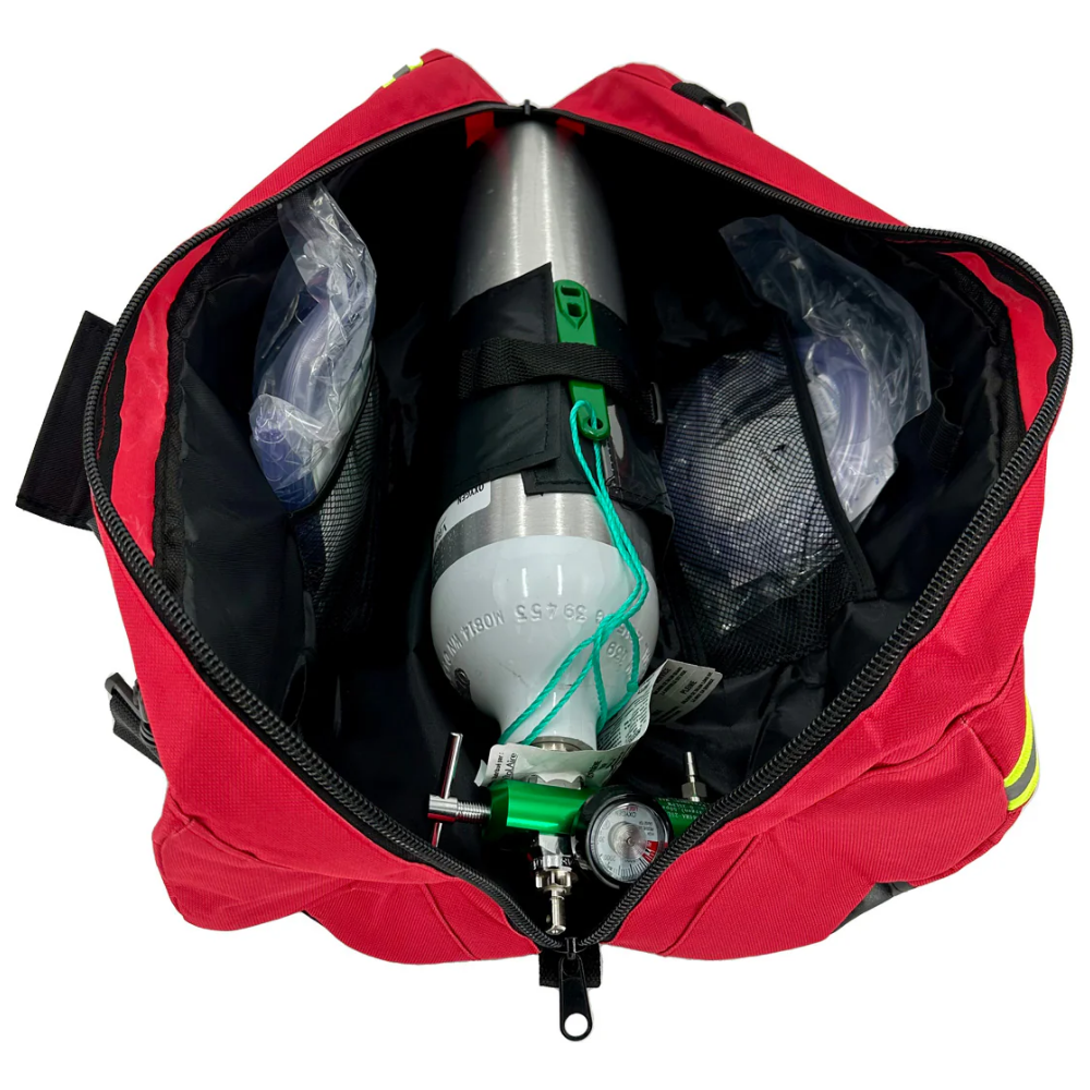 LEO N-12461 Oxygen Therapy Unit bag open showing cylinder and flow regulator