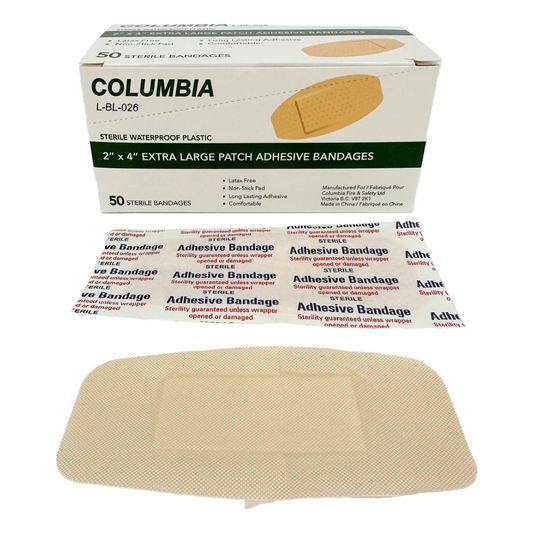 Back view of LEO patch bandages box showing directions and product specifications.