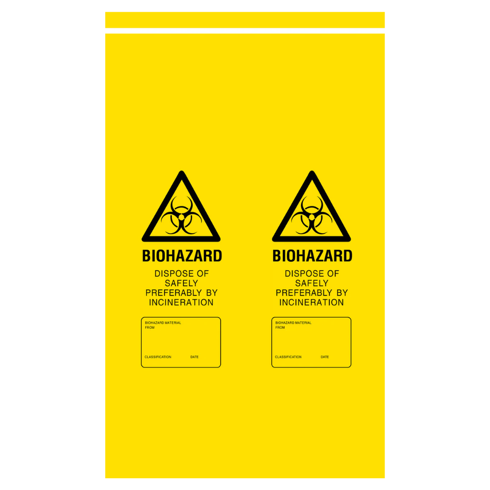 Red LEO biohazard disposal bag 12x20 inch for medical and infectious waste