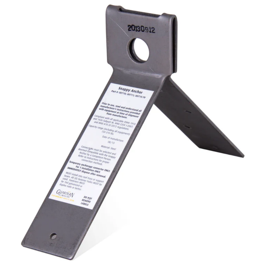 LEO Snappy disposable roof anchor installation for temporary fall protection safety.