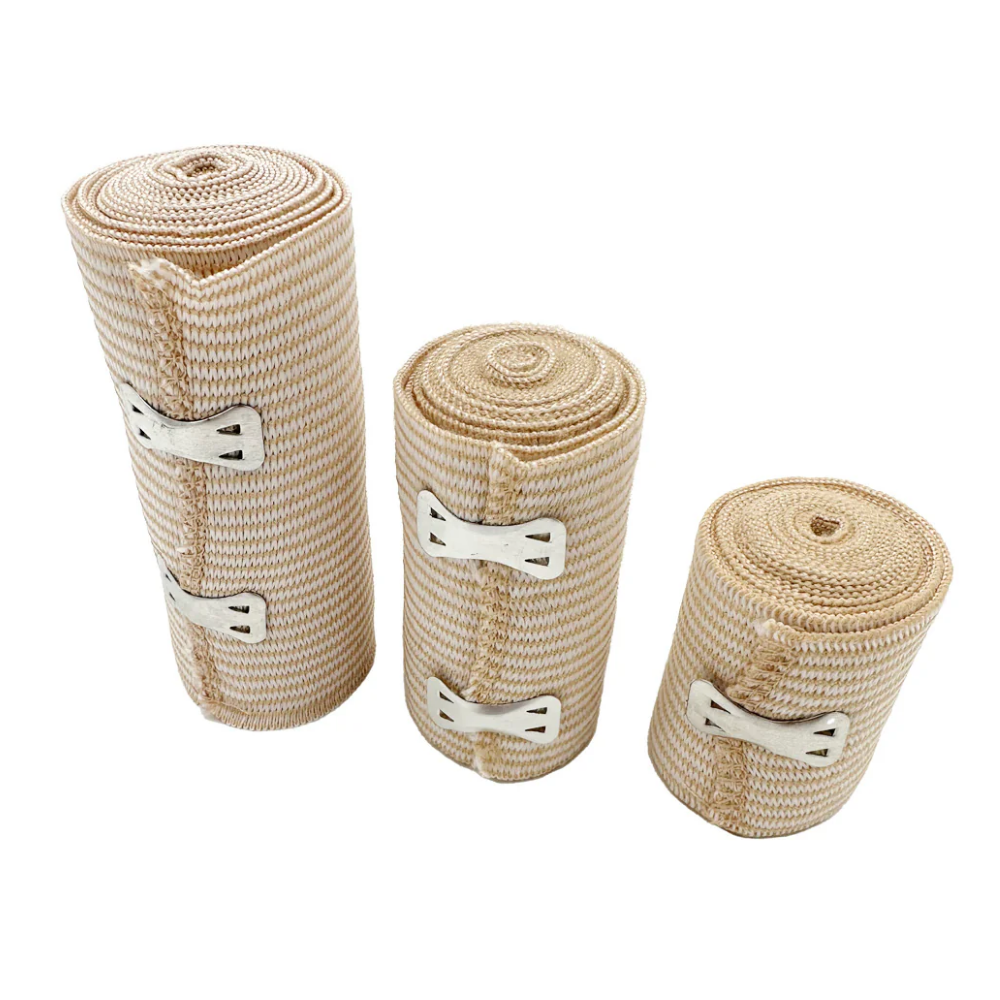 LEO Tensor Bandage 3 Sizes Rolled Elastic Wrap with Metal Fastener Clips