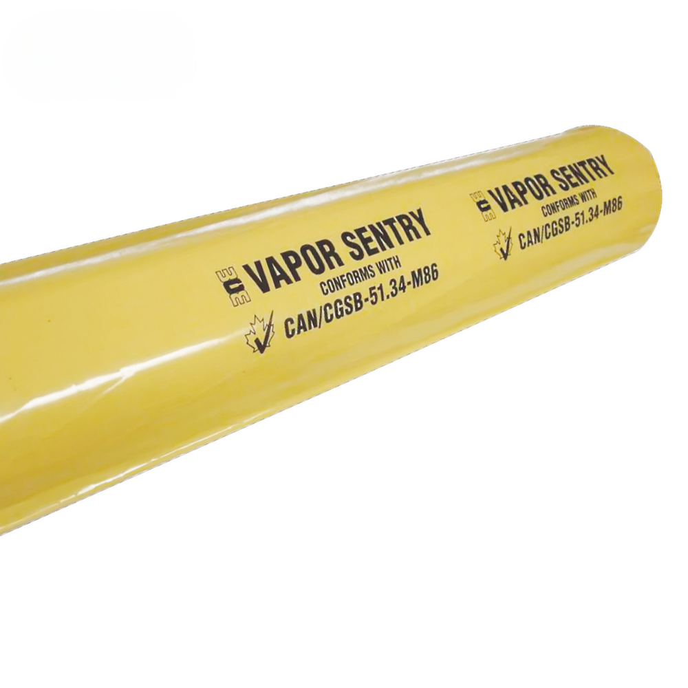 A roll of Leo Tools 6 Mil Polyethylene Vapour Barrier, a heavy-duty contractor-grade construction film used for moisture protection in walls and foundations.