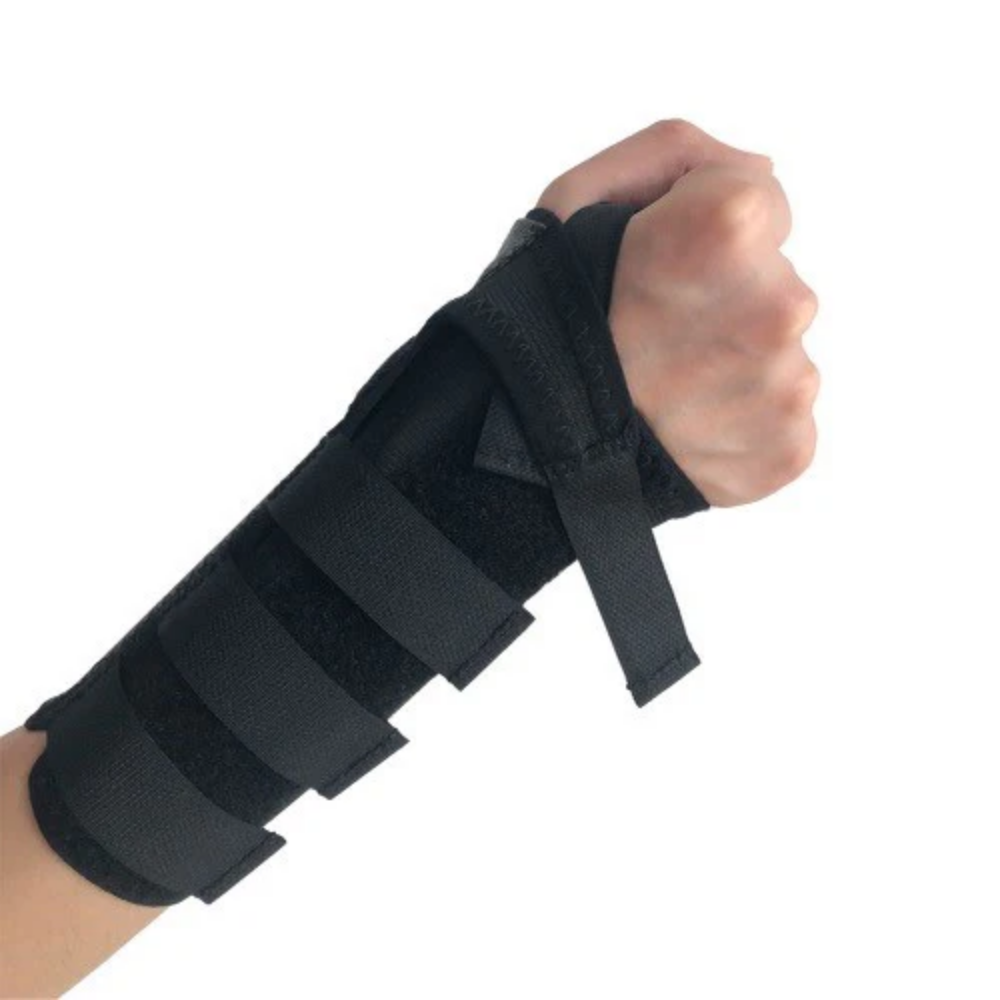 LEO Wrist Support right hand black adjustable splint brace worn on wrist