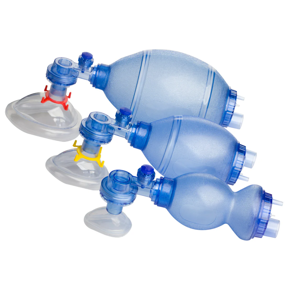 Manual resuscitator bag valve mask set for emergency ventilation