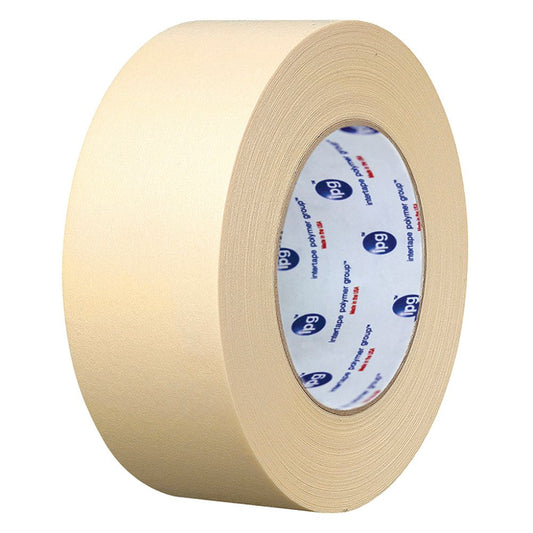 : Roll of Intertape Polymer Group (IPG) beige general purpose masking tape for professional and industrial use.
