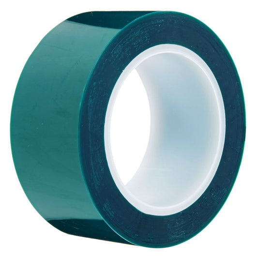 Single roll of green polyester powder coating tape for high-temperature industrial masking.