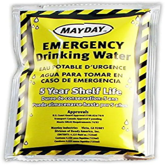Mayday emergency drinking water pouch for survival kits