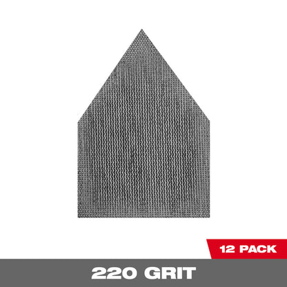 Primary image of Milwaukee 48-80-5220 220 Grit mesh sanding sheets (12 pack) for M12 FUEL Orbital Detail Sander.