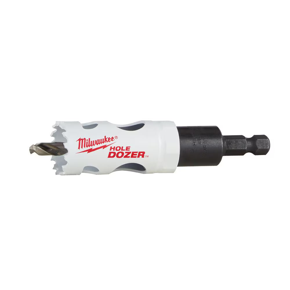  Milwaukee Hole Dozer bi-metal hole saw with pilot drill bit and hex shank arbor