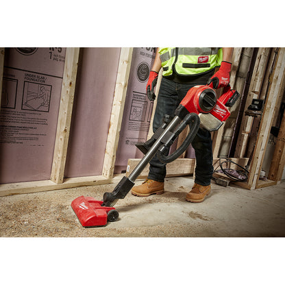 Milwaukee M18 FUEL cordless compact vacuum with powered floor tool cleaning construction site floor