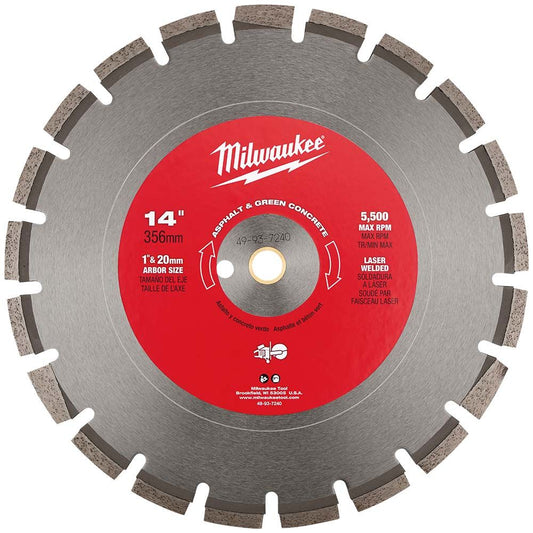 Milwaukee 49-93-7240 14" Asphalt & Green Concrete Blade