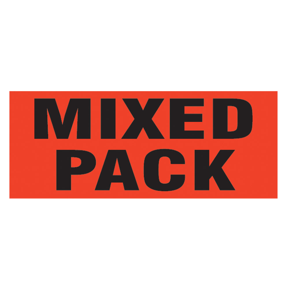 Mixed Pack Label Black Text on Neon Red Background MPL105 2IN x 5IN