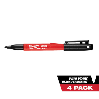 Milwaukee 48-22-3104 INKZALL Black Fine Point Jobsite Markers - 4pk
