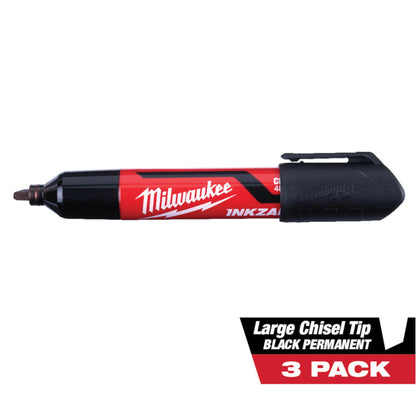 Milwaukee 48-22-3250 INKZALL Large Chisel Tip Black Markers - 3pk