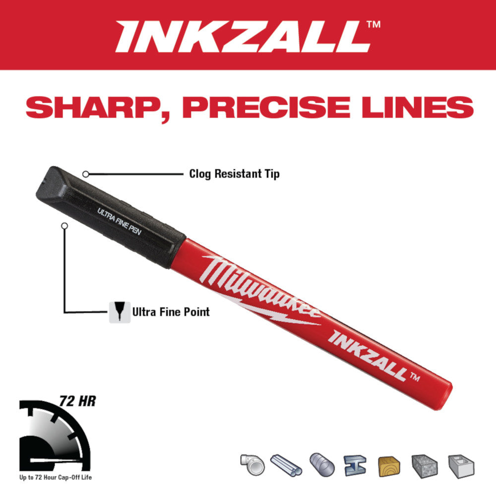 Milwaukee 48-22-3164 INKZALL Black Ultra Fine Point Pens - 4pk
