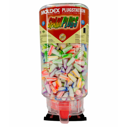 The bulk 500-pair commercial dispenser box of Moldex 6645 SparkPlugs uncorded disposable foam earplugs.