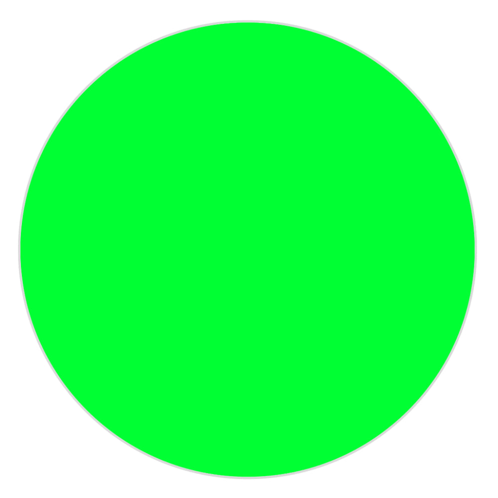 Neon green round circle color-coding labels, 2in diameter, 500 per roll
