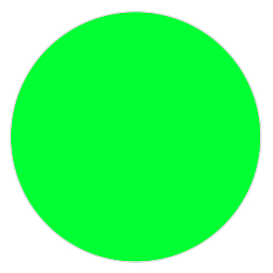 Neon green round circle color-coding labels, 2in diameter, 500 per roll