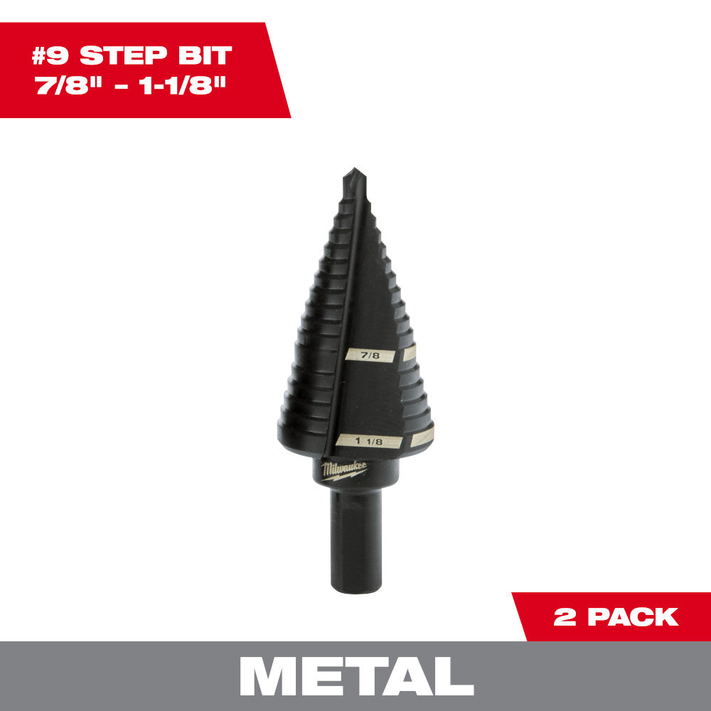 Milwaukee 48-89-9239 #9 Step Drill Bit (7/8in - 1-1/8in) - 2 Steps - 2pk