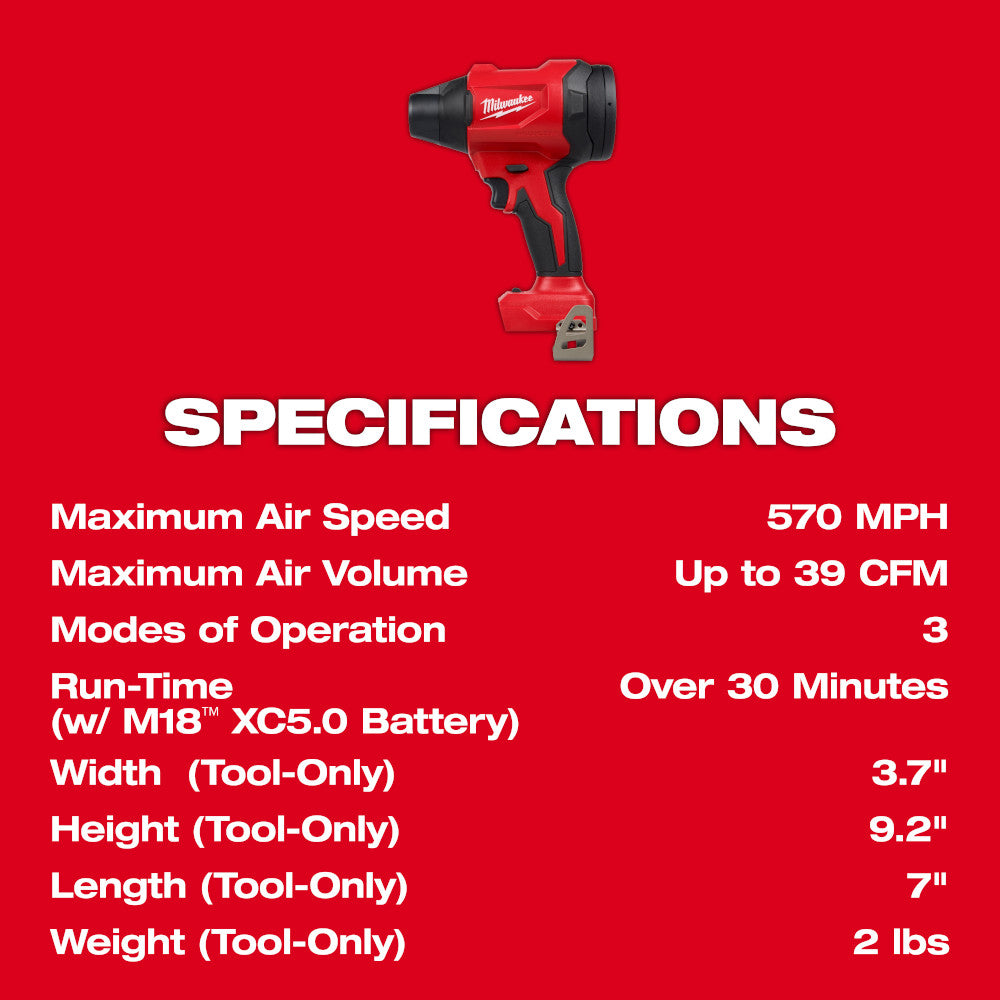 Milwaukee 0887-20 M18 Cordless Brushless Precision Blower (Tool Only)
