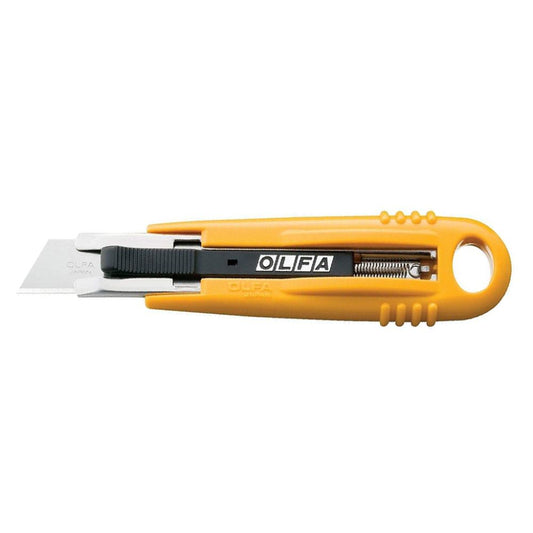 OLFA SK-4 yellow self retracting safety knife with a spring activated blade