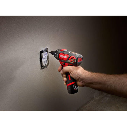 Milwaukee 2401-22 Tool M12 12-Volt Lithium-Ion Cordless 1/4 in. Hex Screwdriver Kit w/ (2) 1.5Ah Batteries & Charger & Bag