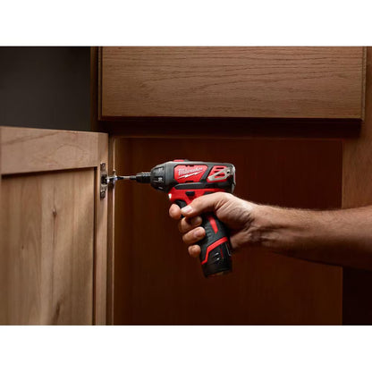 Milwaukee 2401-22 Tool M12 12-Volt Lithium-Ion Cordless 1/4 in. Hex Screwdriver Kit w/ (2) 1.5Ah Batteries & Charger & Bag