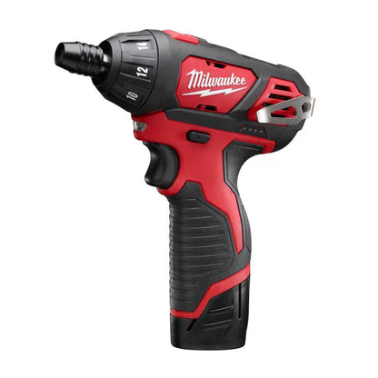 Milwaukee 2401-22 Tool M12 12-Volt Lithium-Ion Cordless 1/4 in. Hex Screwdriver Kit w/ (2) 1.5Ah Batteries & Charger & Bag