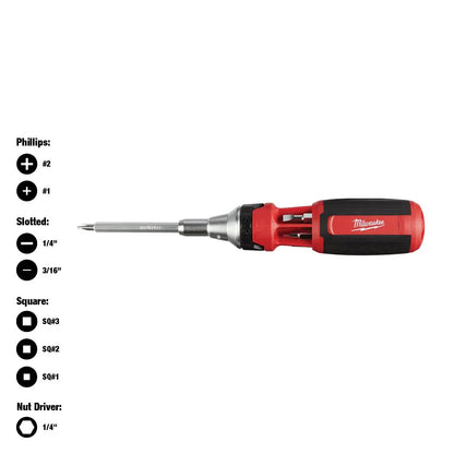 Milwaukee 48-22-2322 Tool 9-in-1 Square Drive Ratcheting Multi-Bit Screwdriver