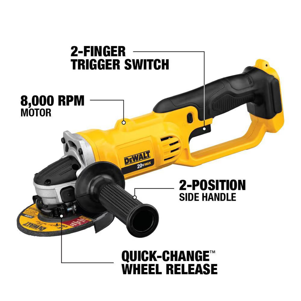 DEWALT DCG412B 20-Volt MAX Lithium-Ion Cordless 4.5-inch & 5 inch Disc Compatible Angle Grinder (Tool Only)