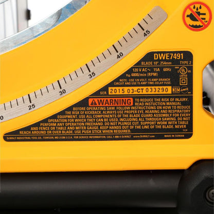 DEWALT DWE7491RS 15 amp Corded 10-inch Portable Table Saw with Rolling Stand
