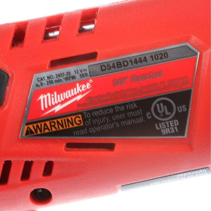 Milwaukee 2457-21 Tool M12 Cordless 3/8 Inch Ratchet Kit