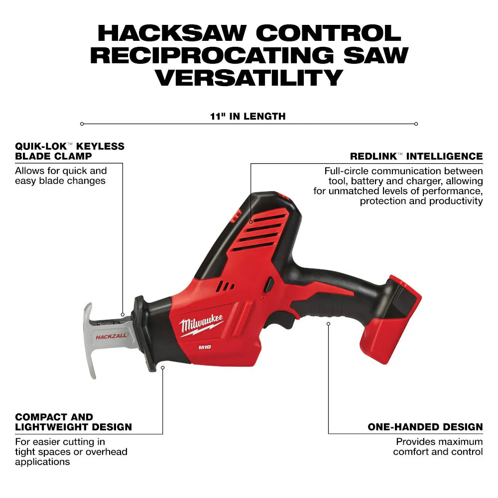 Milwaukee 2625-20 Tool 18-Volt M18 Lithium-Ion Cordless HACKZALL Reciprocating Saw with (Tool-Only)