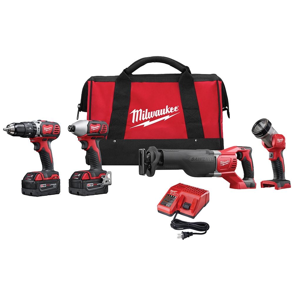 Milwaukee 2696-24 Tool M18 18V Lithium-Ion Cordless Combo Tool Kit (4-Tool) with (2) 3.0Ah Batteries, Charger, Tool Bag