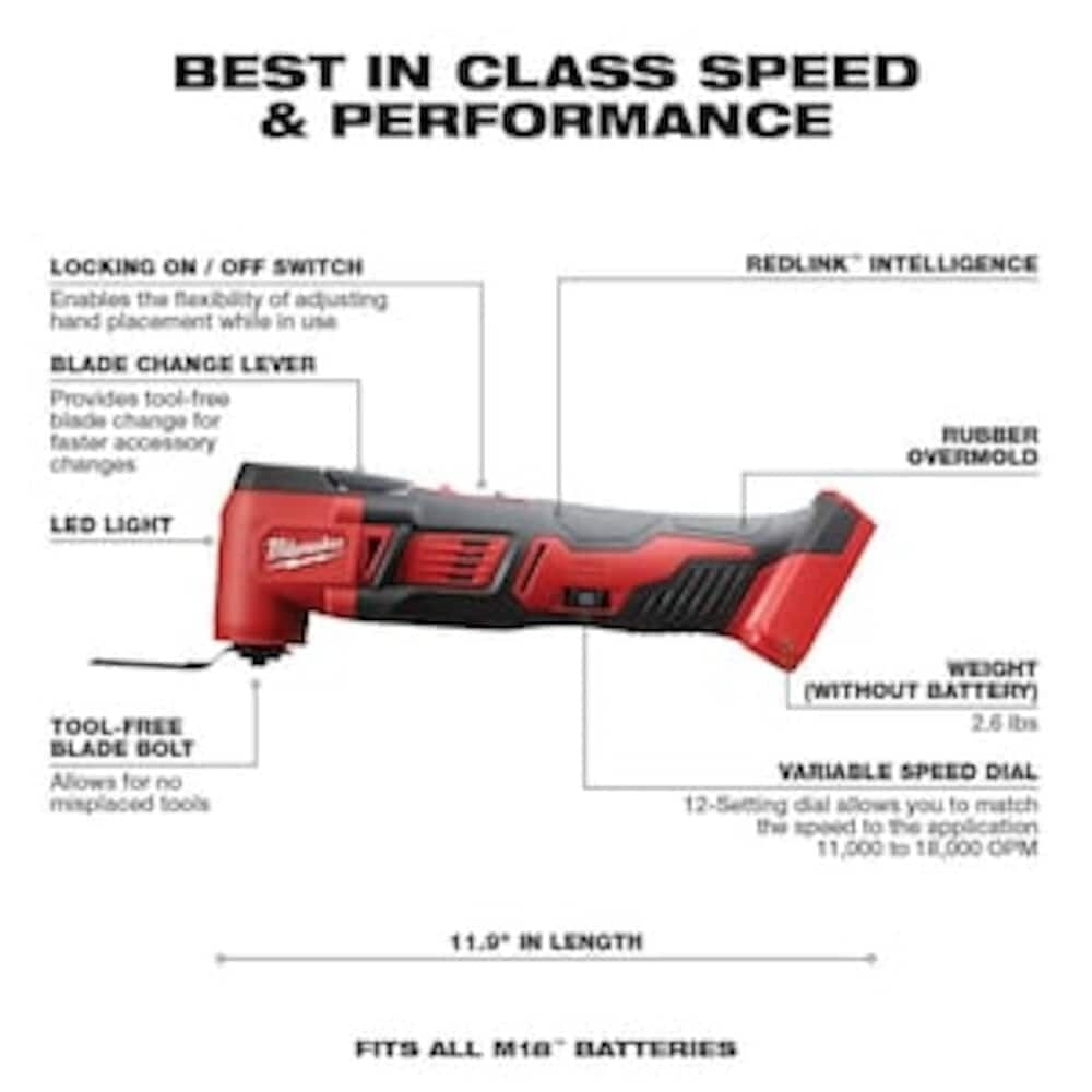 Milwaukee 2626-20 Tool M18 18-Volt Lithium-Ion Cordless Oscillating Multi-Tool (Tool-Only)