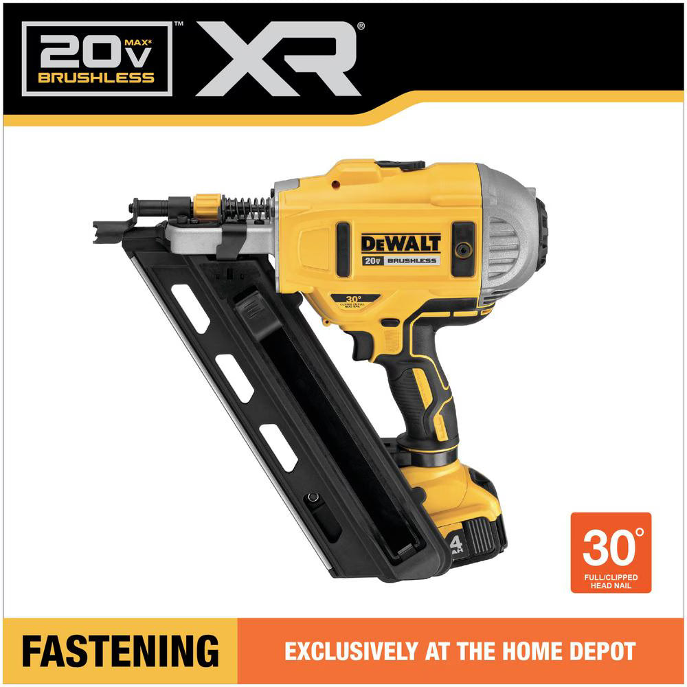 DEWALT DCN692M1 20V MAX XR Cordless 30° Paper Collated Framing Nailer, 2 Speed, Kit with 4.0Ah Battery & Charger