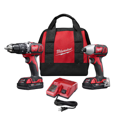 Milwaukee 2697-22CT Tool M18 18V Lithium-Ion Cordless Hammer Drill/Impact Driver Combo Kit (2-Tool) w/ (2) 1.5Ah Batteries