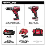 Milwaukee 2697-22CT Tool M18 18V Lithium-Ion Cordless Hammer Drill/Impact Driver Combo Kit (2-Tool) w/ (2) 1.5Ah Batteries