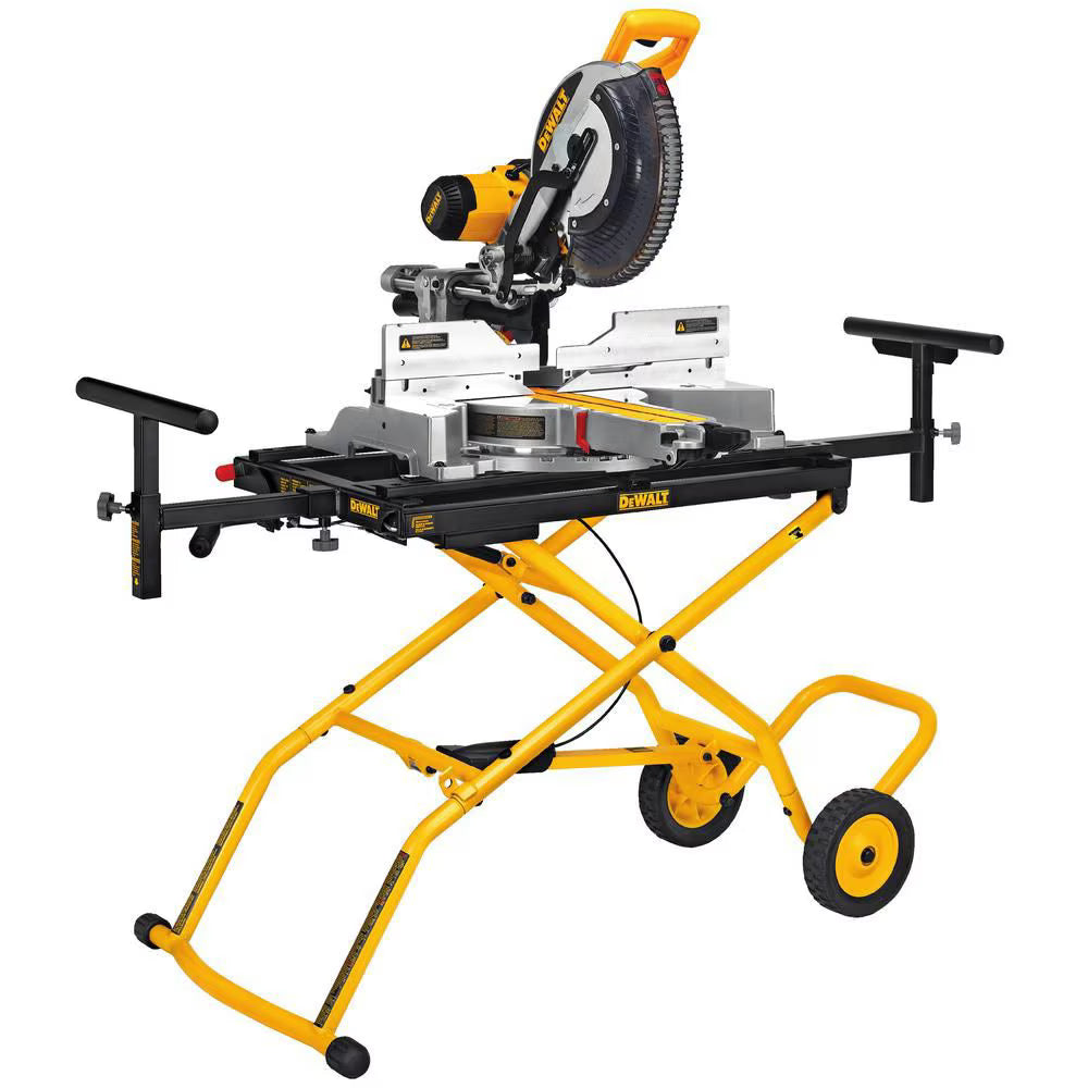 DEWALT DWX726 32 1/2-in x 60-in Rolling MITRE Saw Stand with 300 lbs. Capacity and 8 ft. Outfeed Support