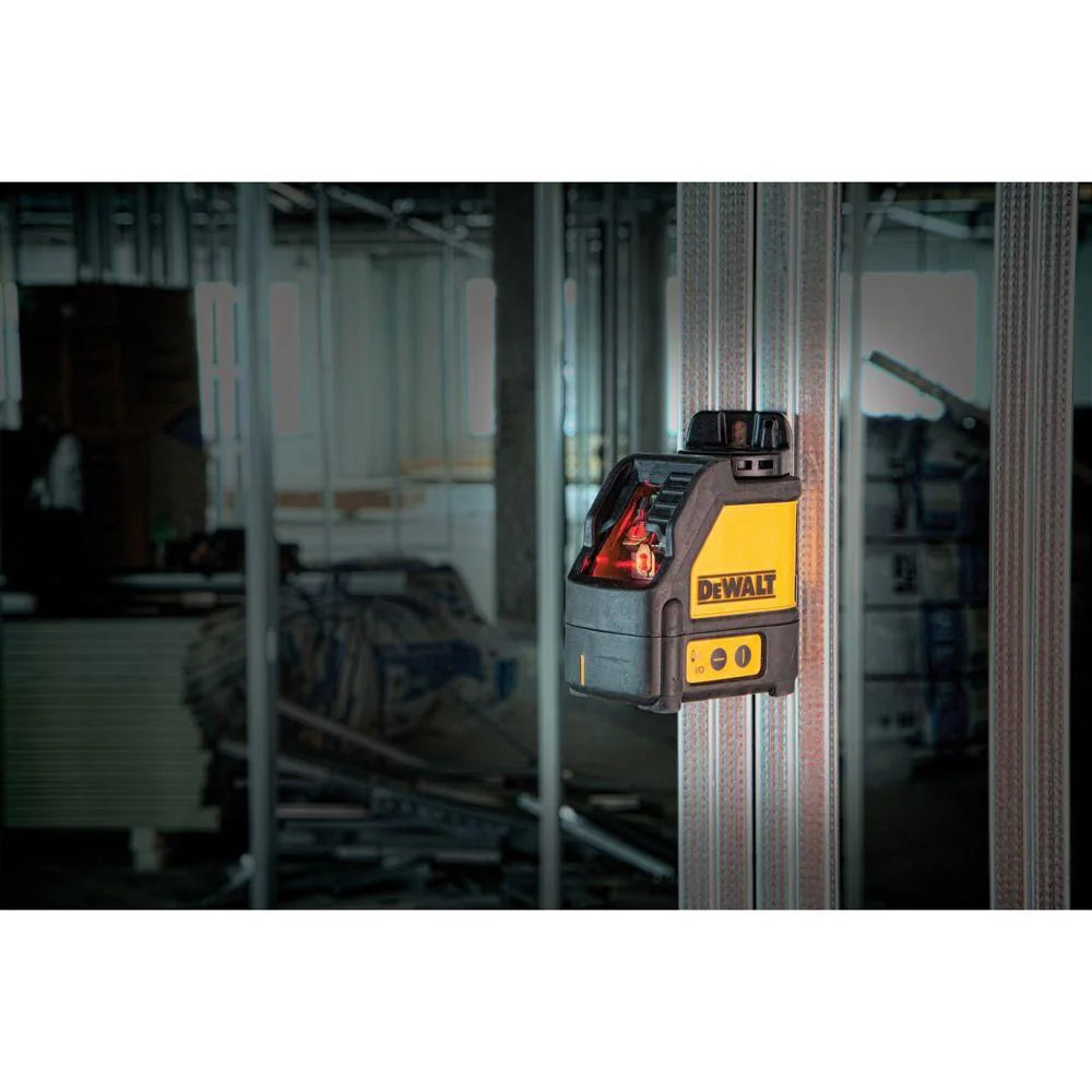 DEWALT DW088K 50/165 ft. Red Self-Leveling Cross Line Laser Level with (3) AA Batteries & Case