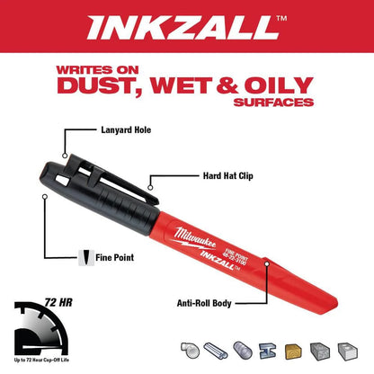 Milwaukee 48-22-3100 Tool INKZALL Black Fine Point Jobsite Permanent Marker