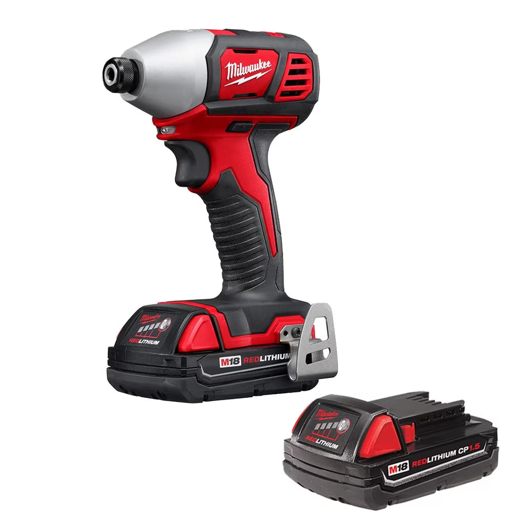 Milwaukee 2656-22CT Tool M18 18-Volt Lithium-Ion Cordless 1/4 in. Impact Driver Kit with (2) 1.5Ah Batteries